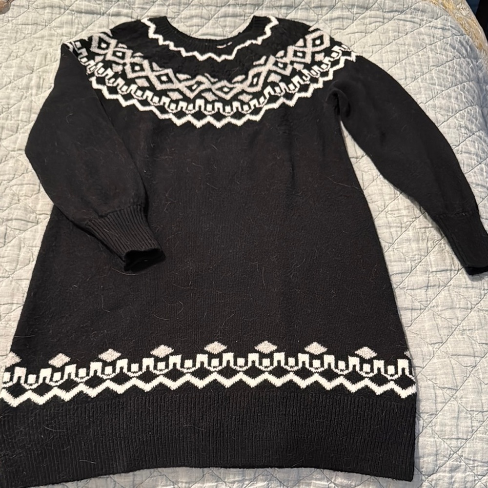 LOFT Black and White Patterned Dress